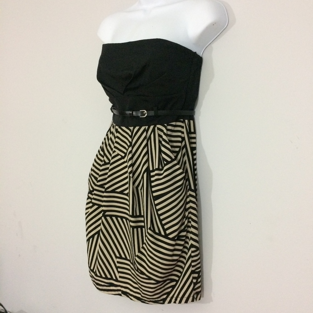 Forever 21 Womens S Black & Tan Strapless Dress - Picture 5 of 7
